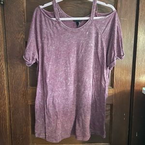 Heathered Purple Peek-A-Boo Shoulder Tee